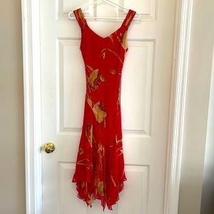 Red silk cocktail dress